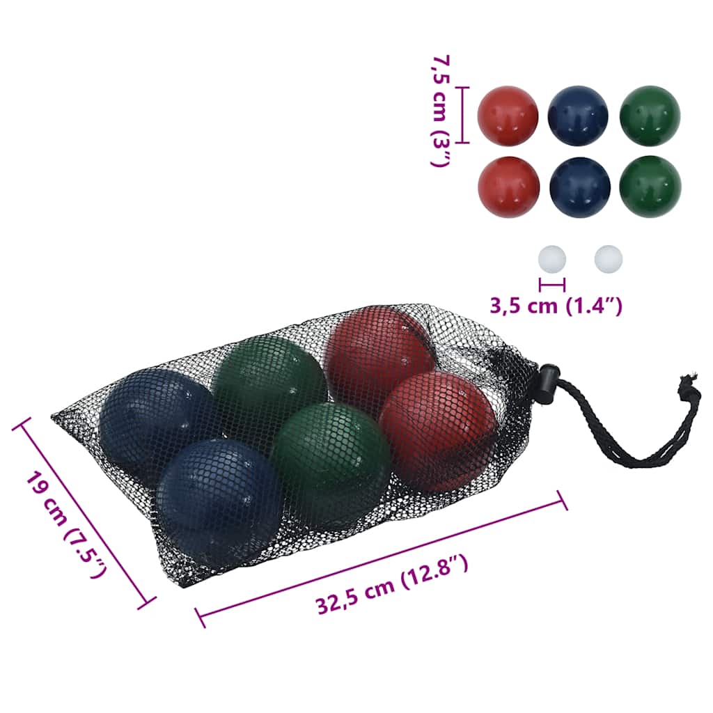 Bocce Ball Set with Bag, 8 Pieces, Solid Pine
