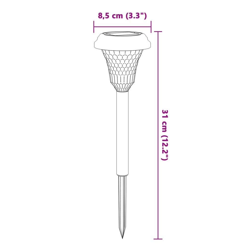 Solar Pathway šviestuvai su smaigaliais, 12vnt., baltos spalvos