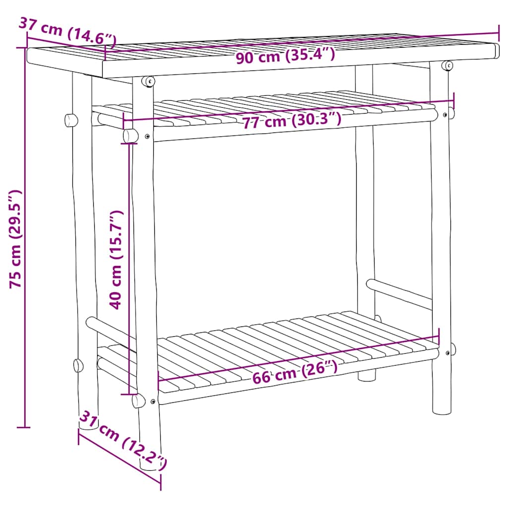 Console table, 90x37x75cm, bamboo