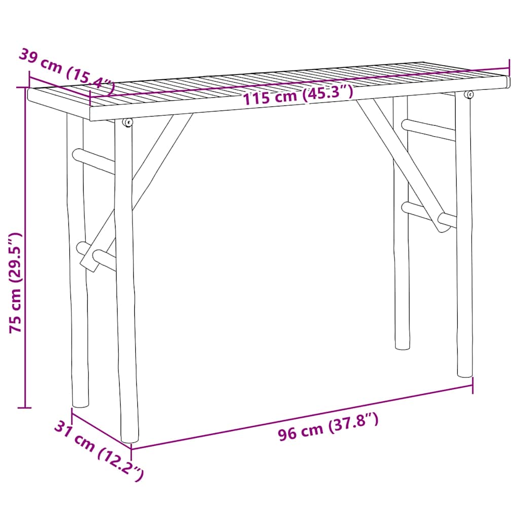 Console table, 115x39x75cm, bamboo