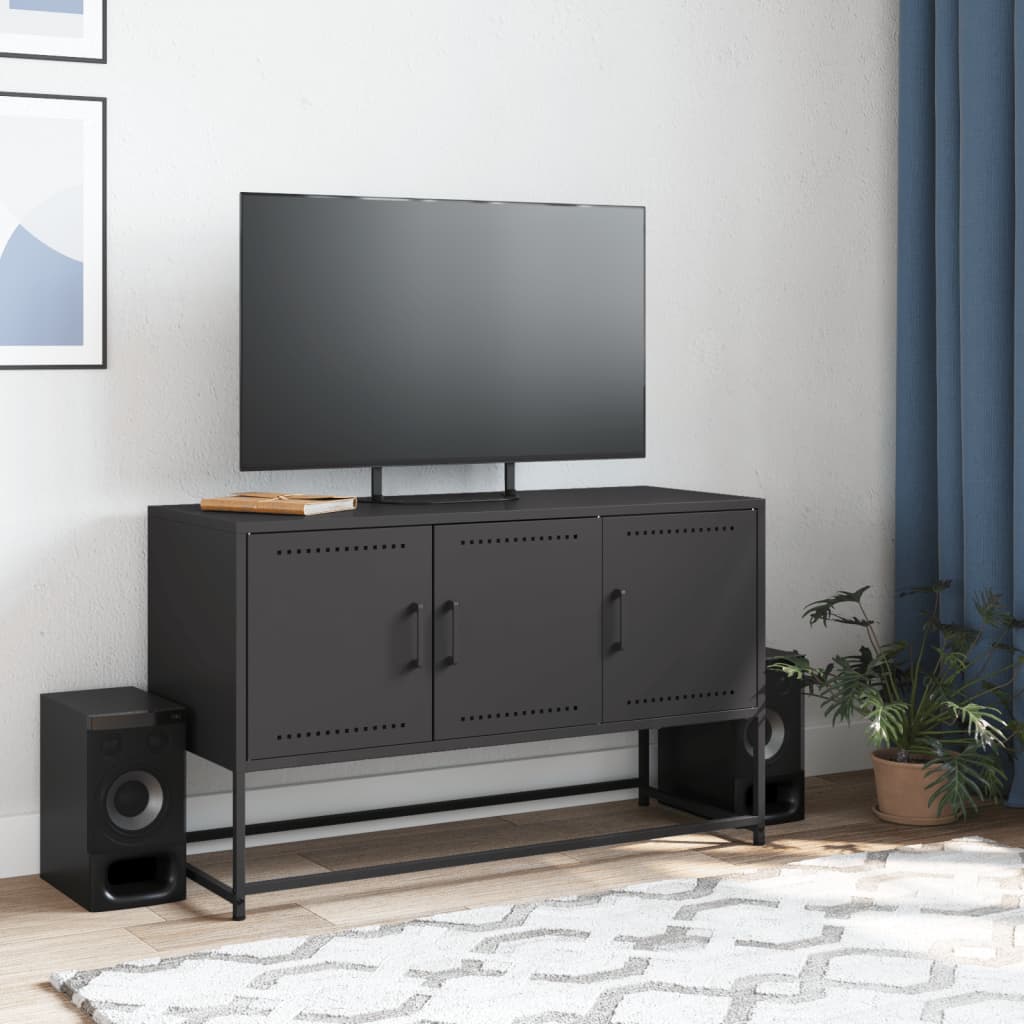 TV cabinet, black, 100.5x39x60.5cm, steel