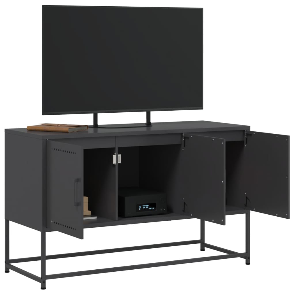 TV cabinet, black, 100.5x39x60.5cm, steel