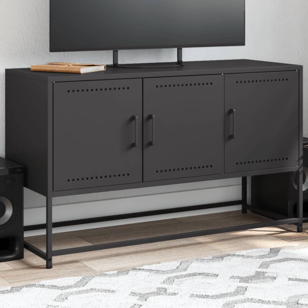 TV cabinet, black, 100.5x39x60.5cm, steel