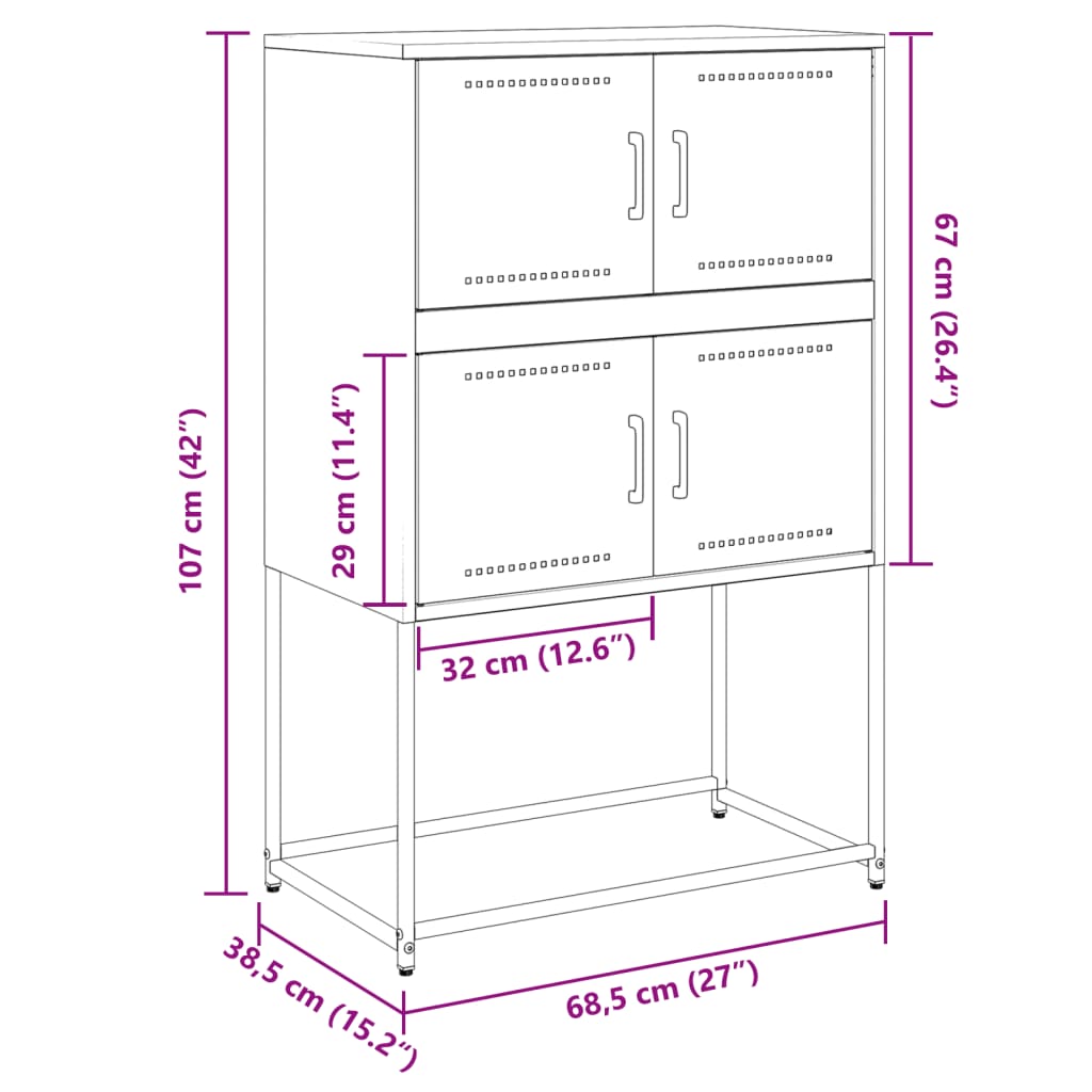 Side cabinet, pink, 68.5x38.5x107cm, steel
