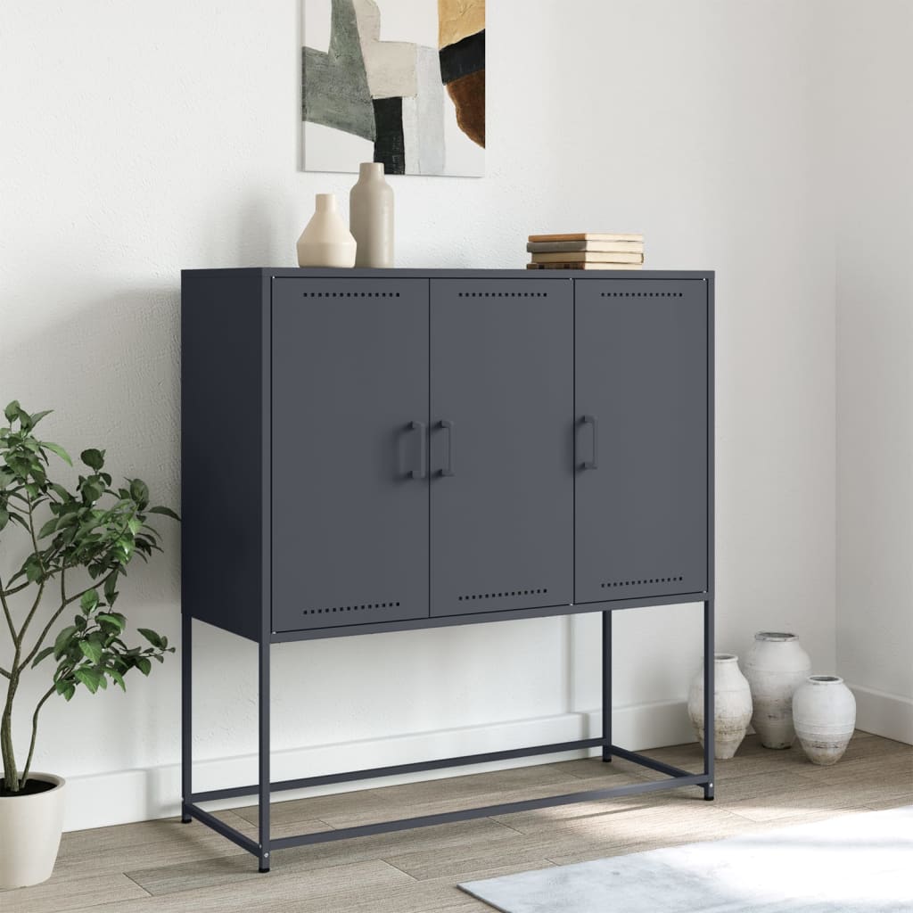 Komoda, antracito spalvos, 100,5x39x107cm, plienas