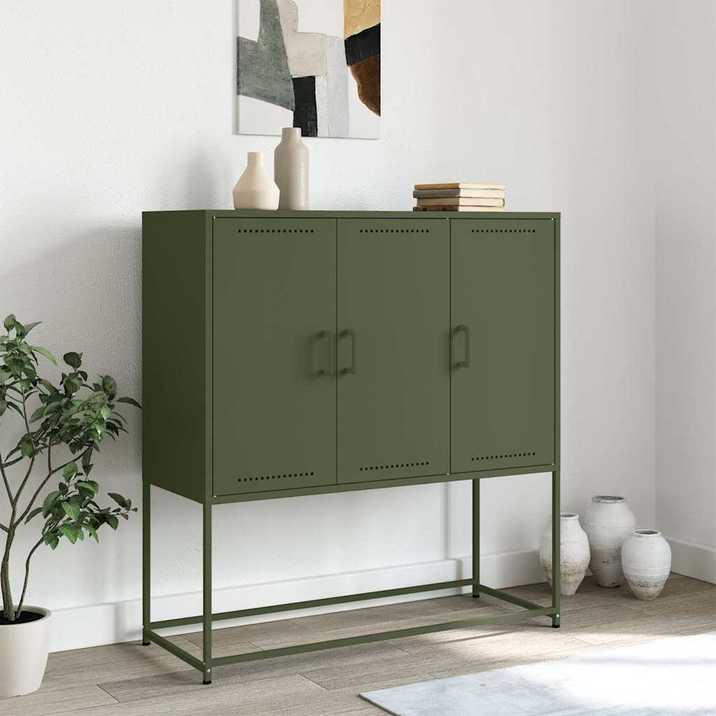 Chest of drawers, olive green, 100.5x39x107cm, steel