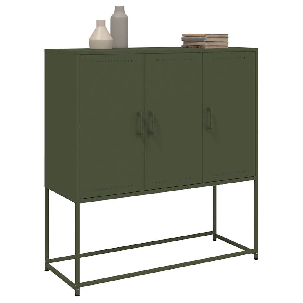 Chest of drawers, olive green, 100.5x39x107cm, steel