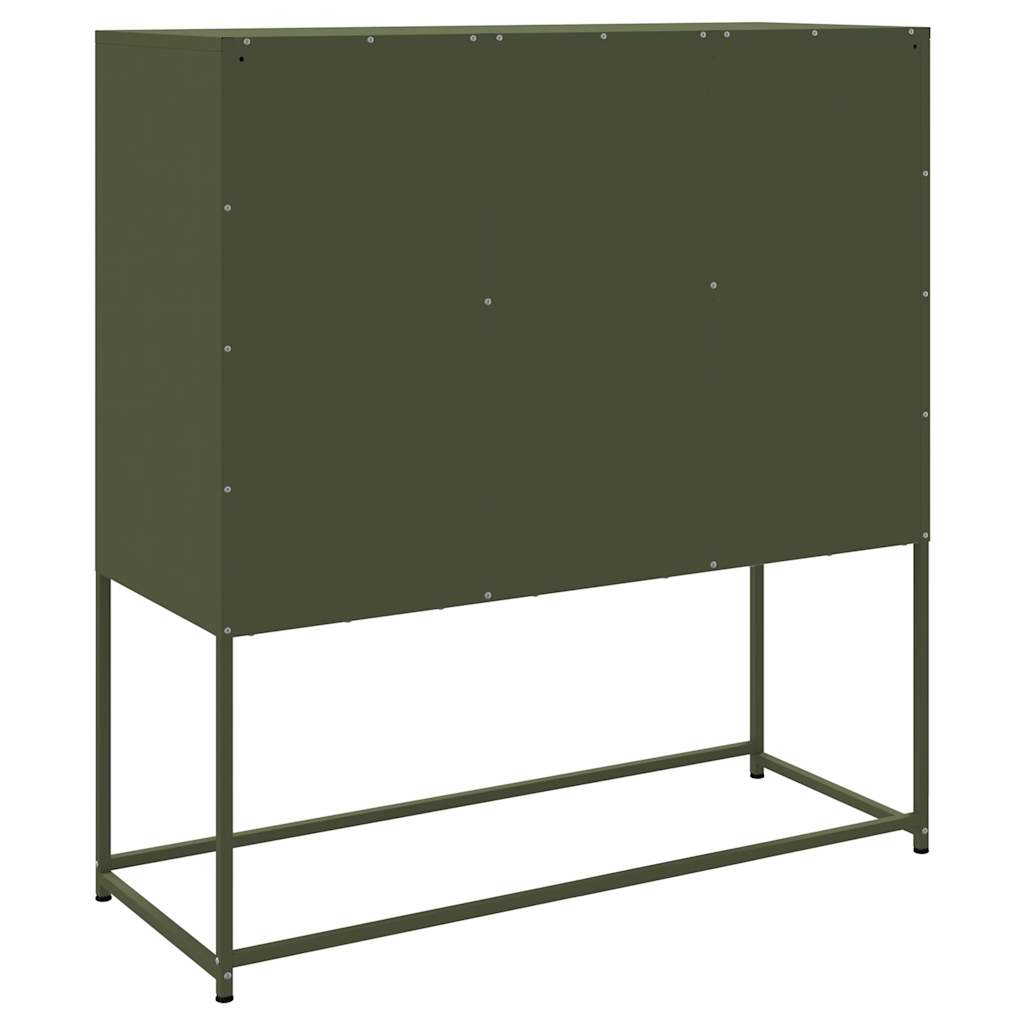 Chest of drawers, olive green, 100.5x39x107cm, steel