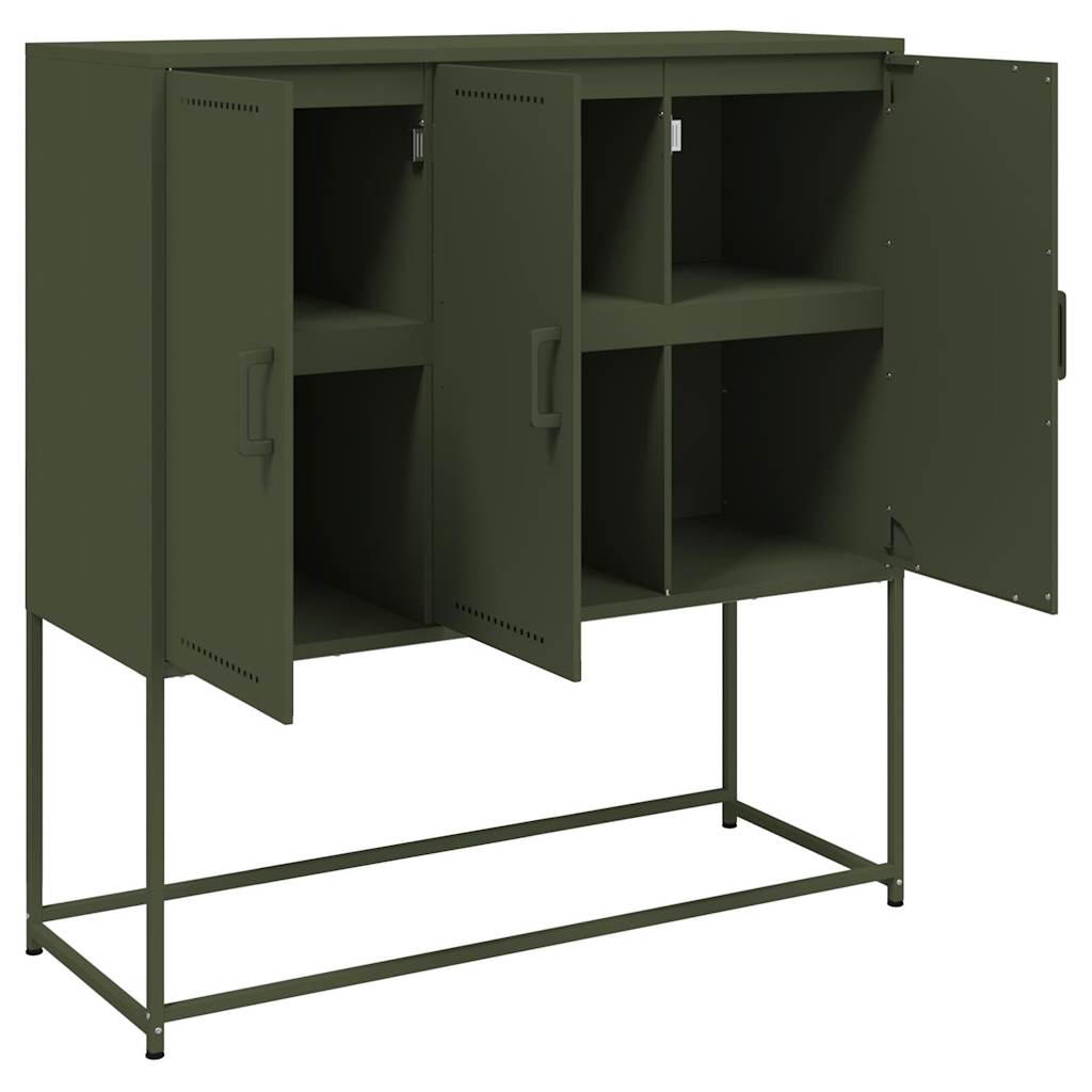 Chest of drawers, olive green, 100.5x39x107cm, steel