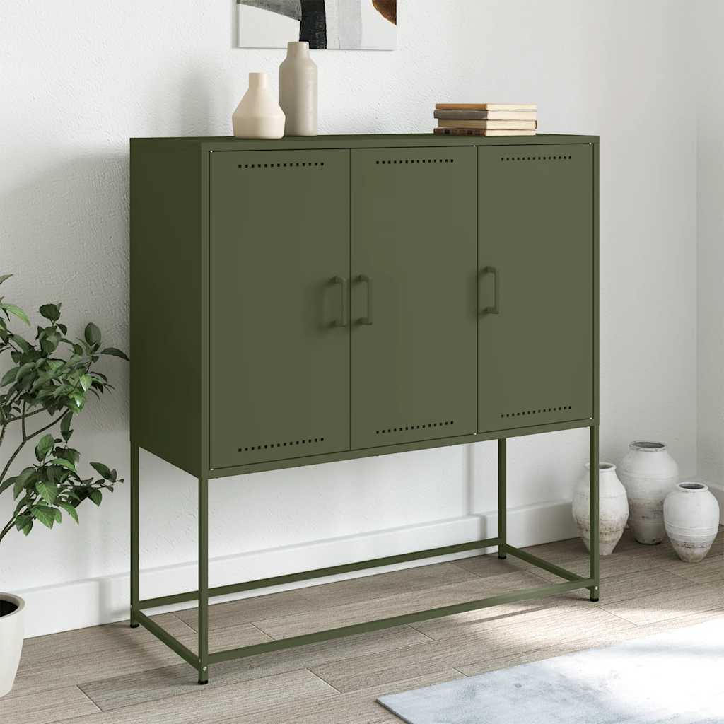 Chest of drawers, olive green, 100.5x39x107cm, steel