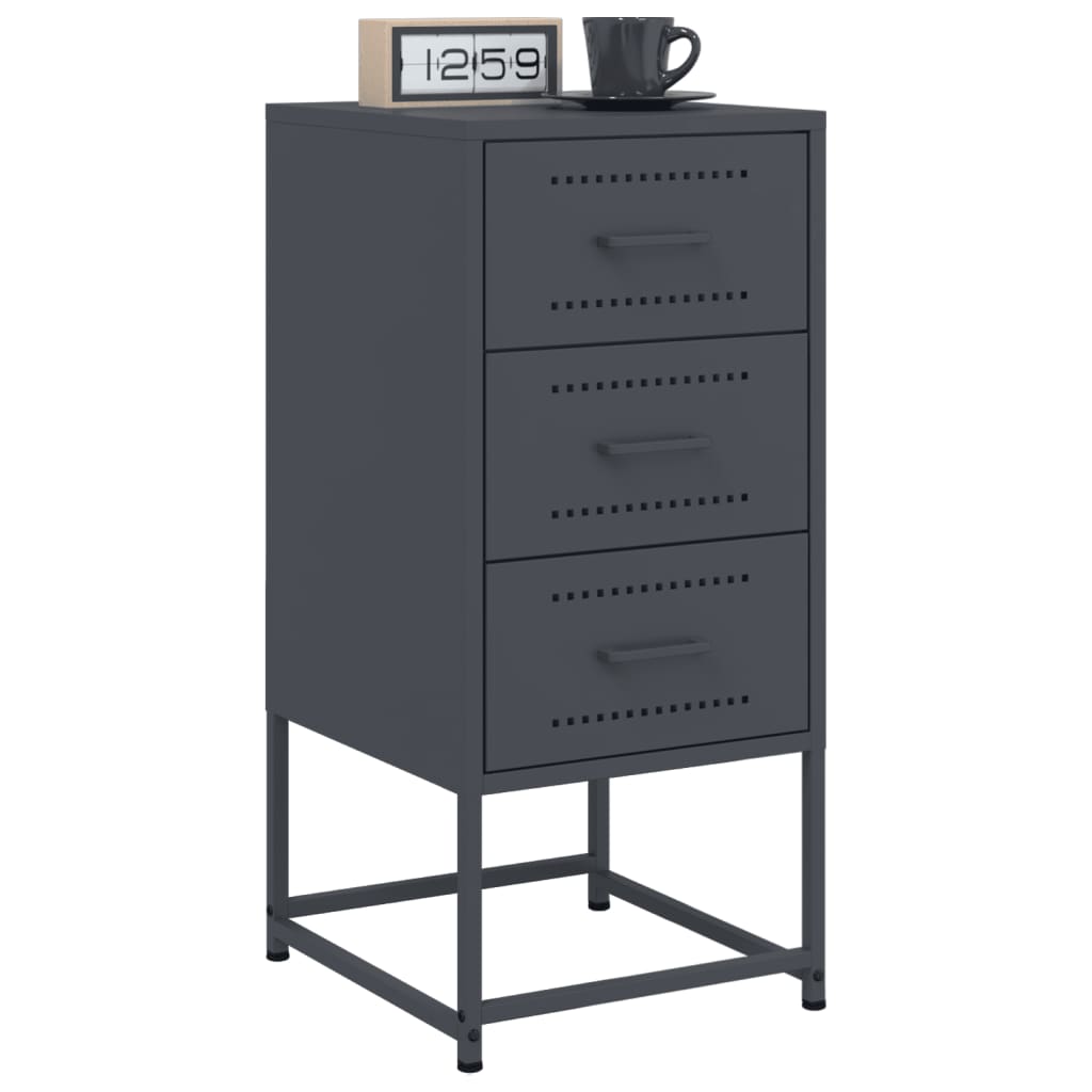 Bedside tables, 2 pcs., anthracite, 36x39x78cm, steel