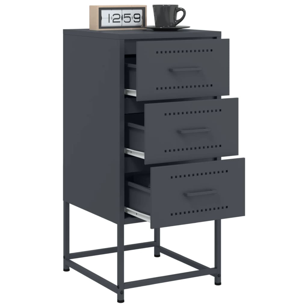 Bedside tables, 2 pcs., anthracite, 36x39x78cm, steel