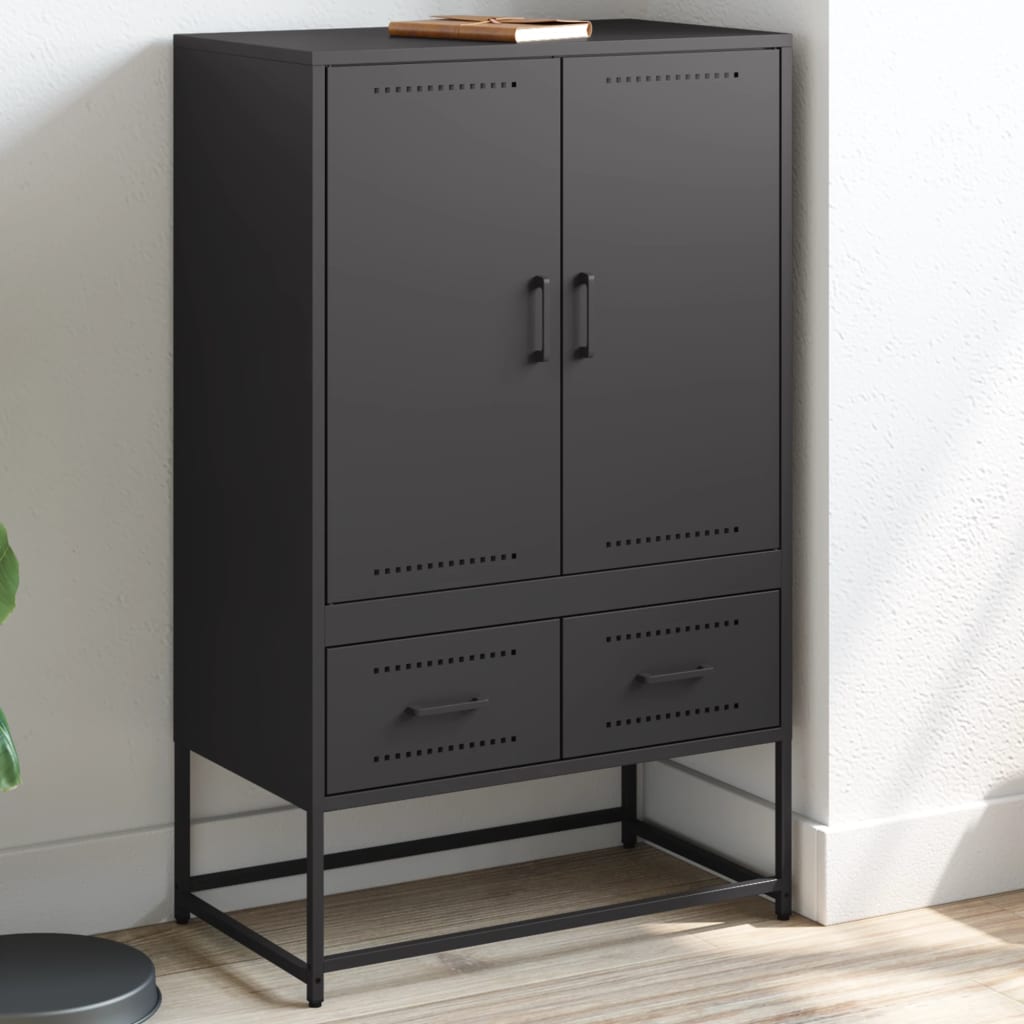 Komoda, juodos, 68x39x111,5 cm, plienas