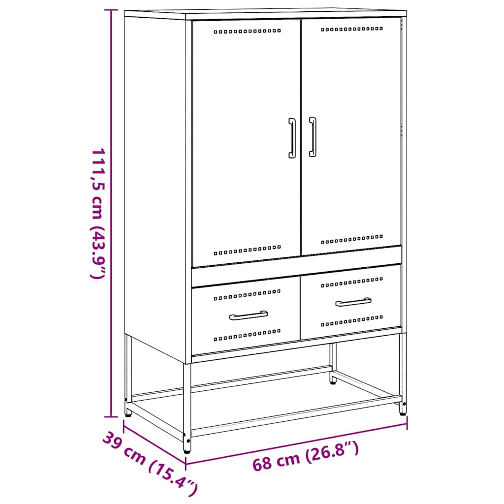Chest of drawers, white, 68x39x111.5 cm, steel