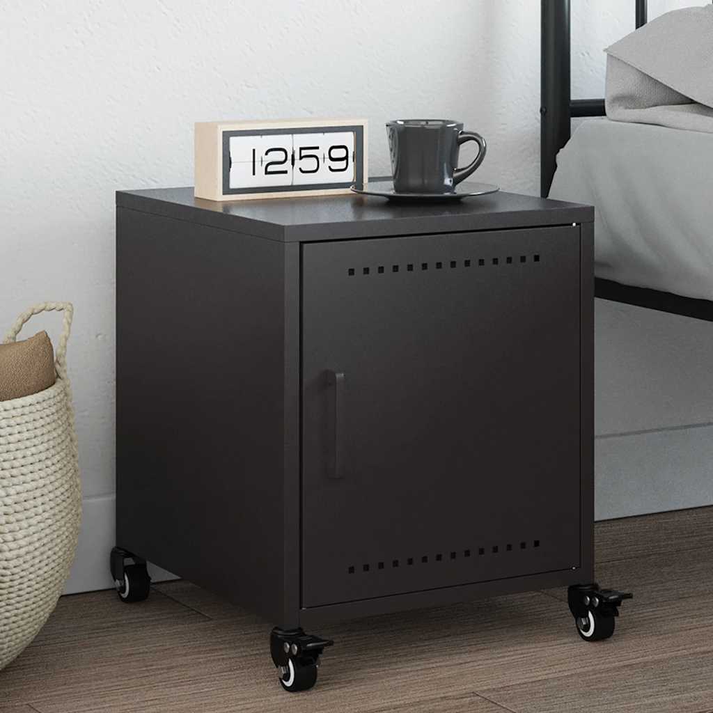 Bedside table, black, 36x39x43.5cm, steel