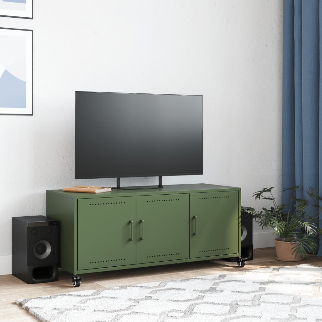 TV cabinet, olive, 100.5x39x43.5cm, steel