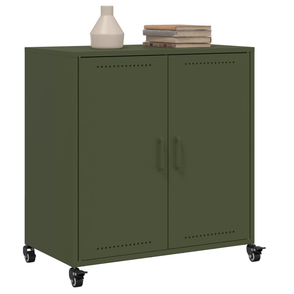 Side cabinet, olive green, 68x39x72cm steel