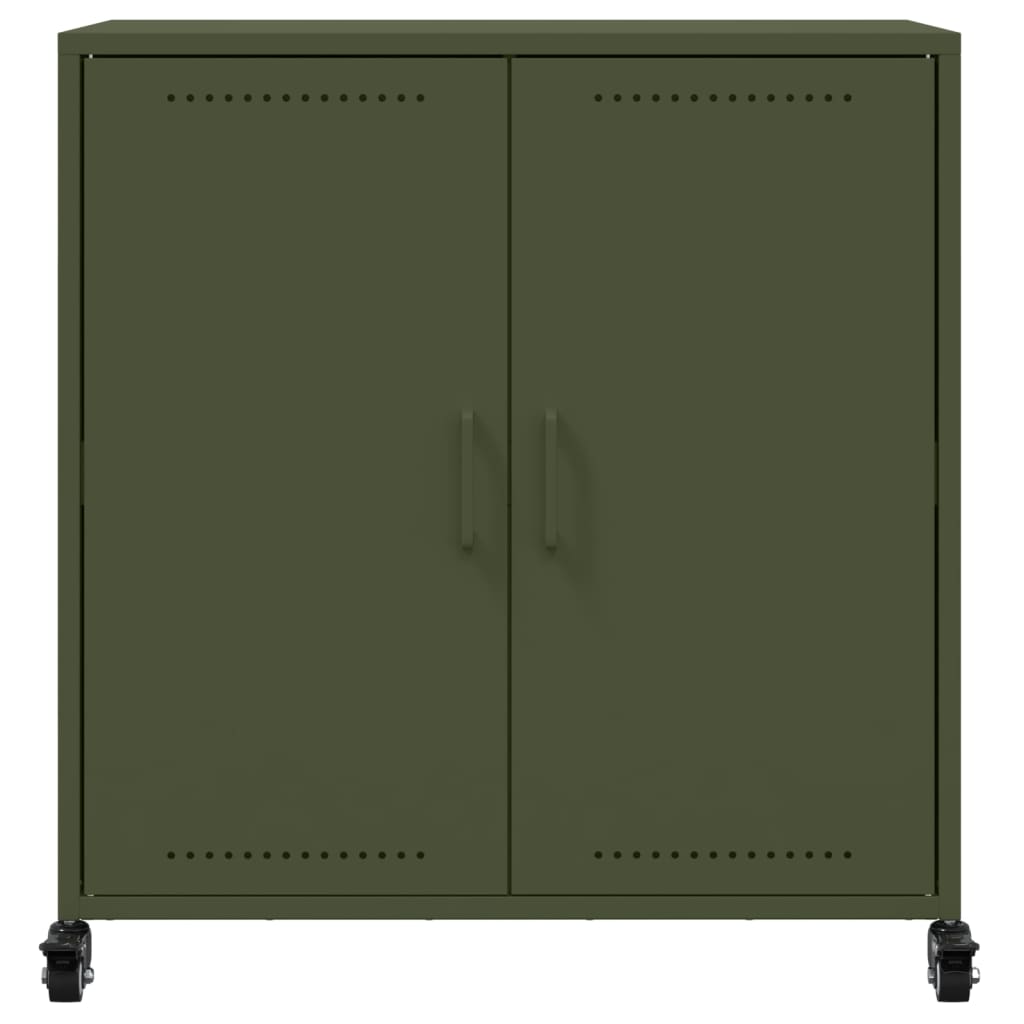 Side cabinet, olive green, 68x39x72cm steel