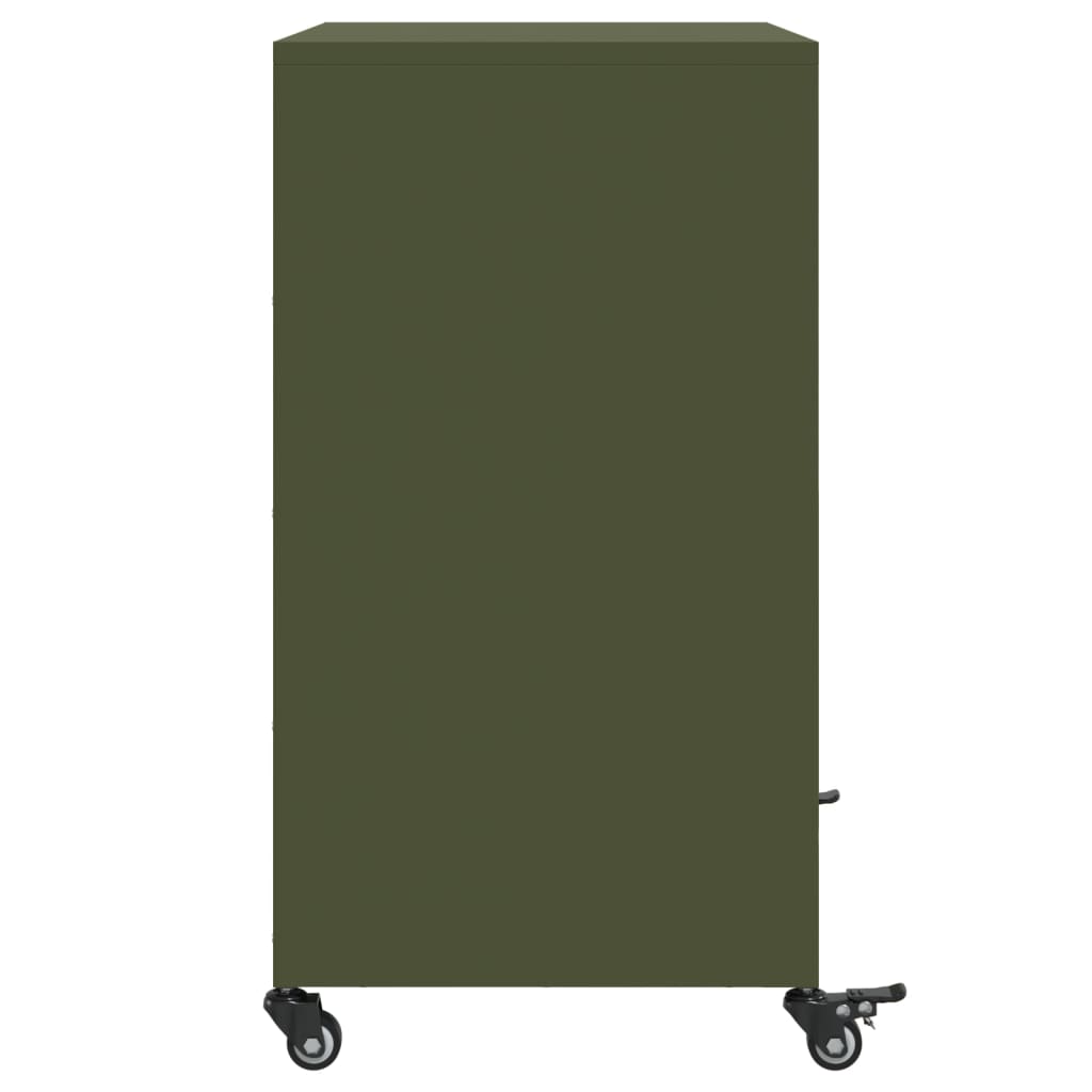 Side cabinet, olive green, 68x39x72cm steel