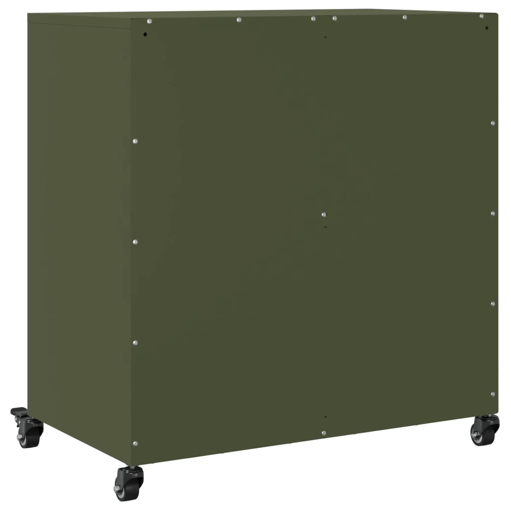 Side cabinet, olive green, 68x39x72cm steel