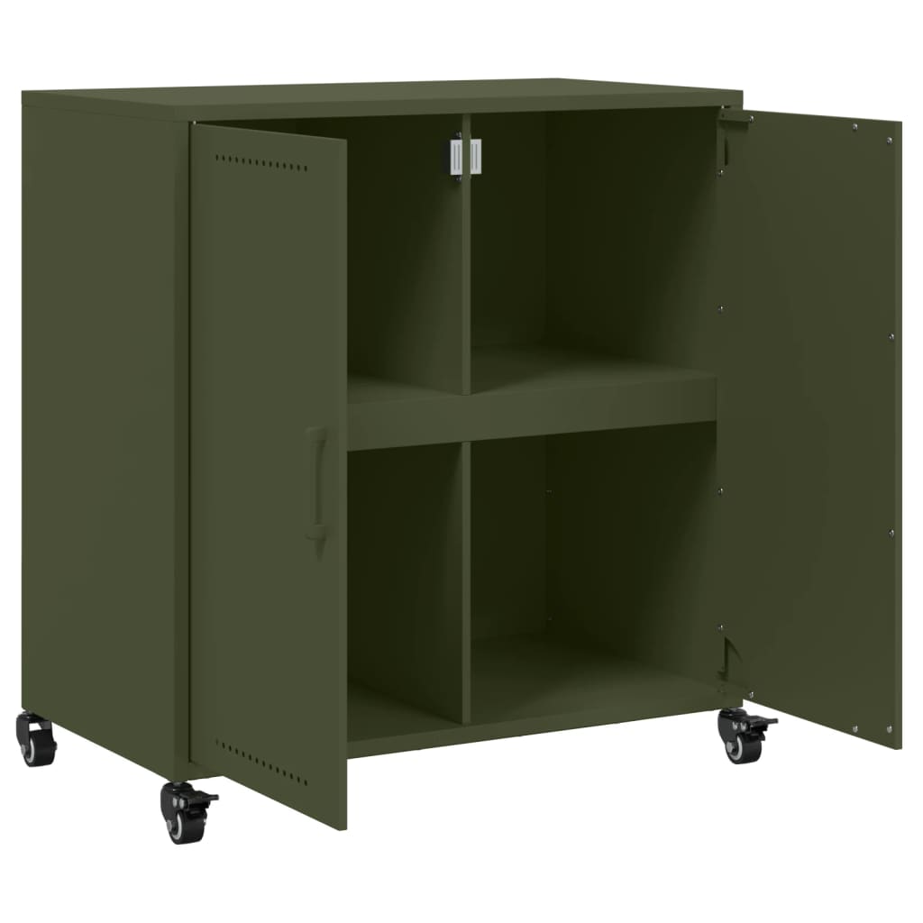 Side cabinet, olive green, 68x39x72cm steel