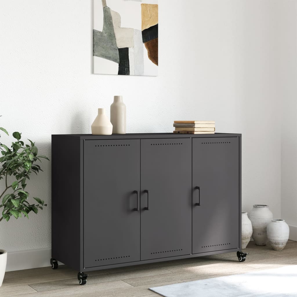 Šoninė spintelė, juodos spalvos, 100,5x39x72cm, plienas