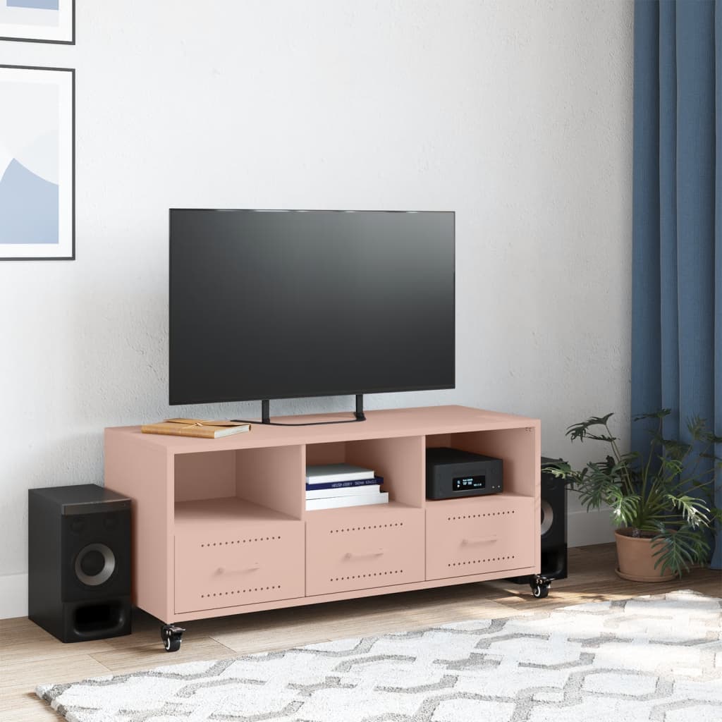 TV cabinet, pink, 100.5x39x43.5cm, steel