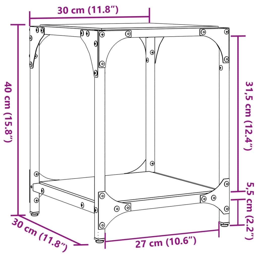 Coffee tables, 2 pcs., 30x30x40cm, steel