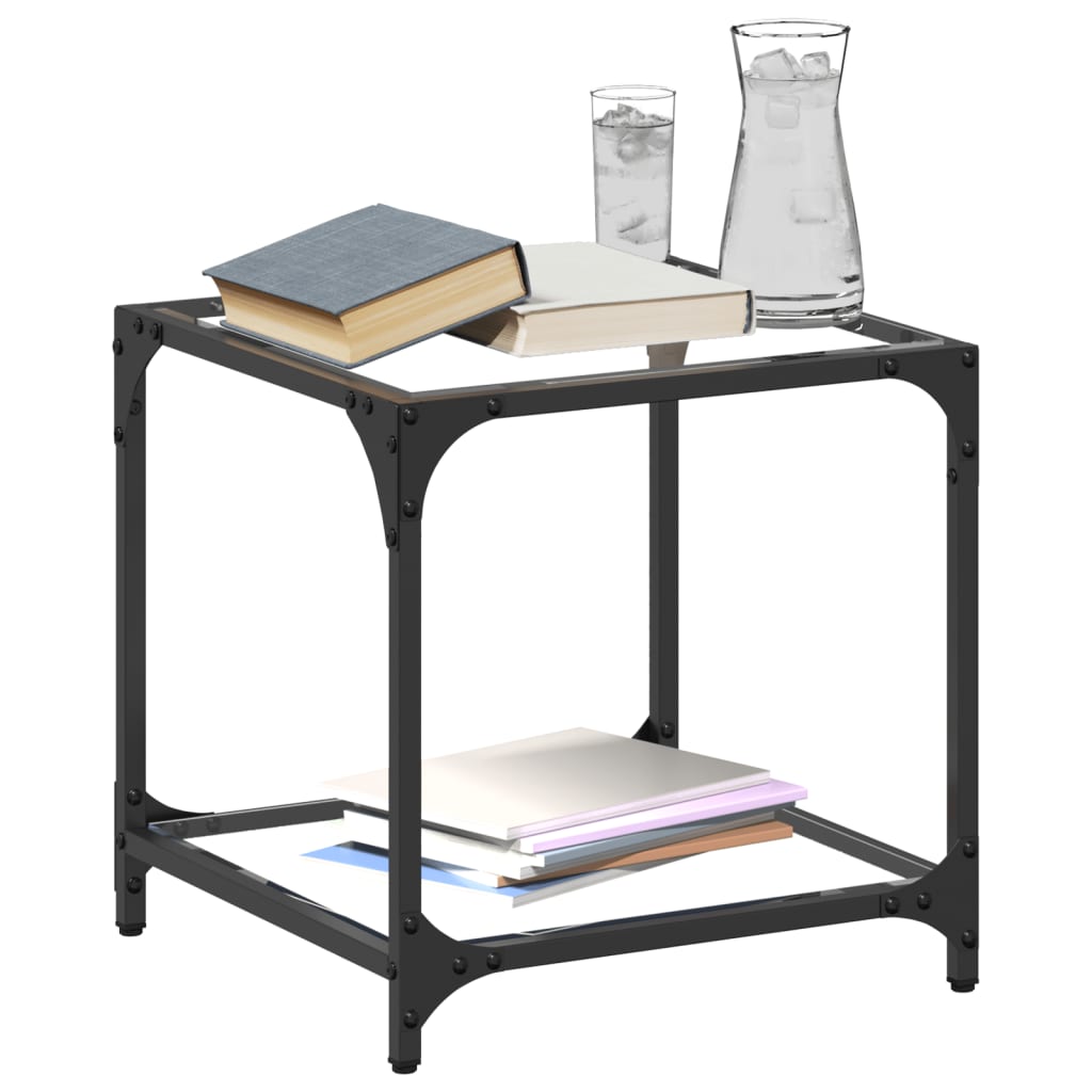 Coffee table with a clear top, 40x40x40cm, steel