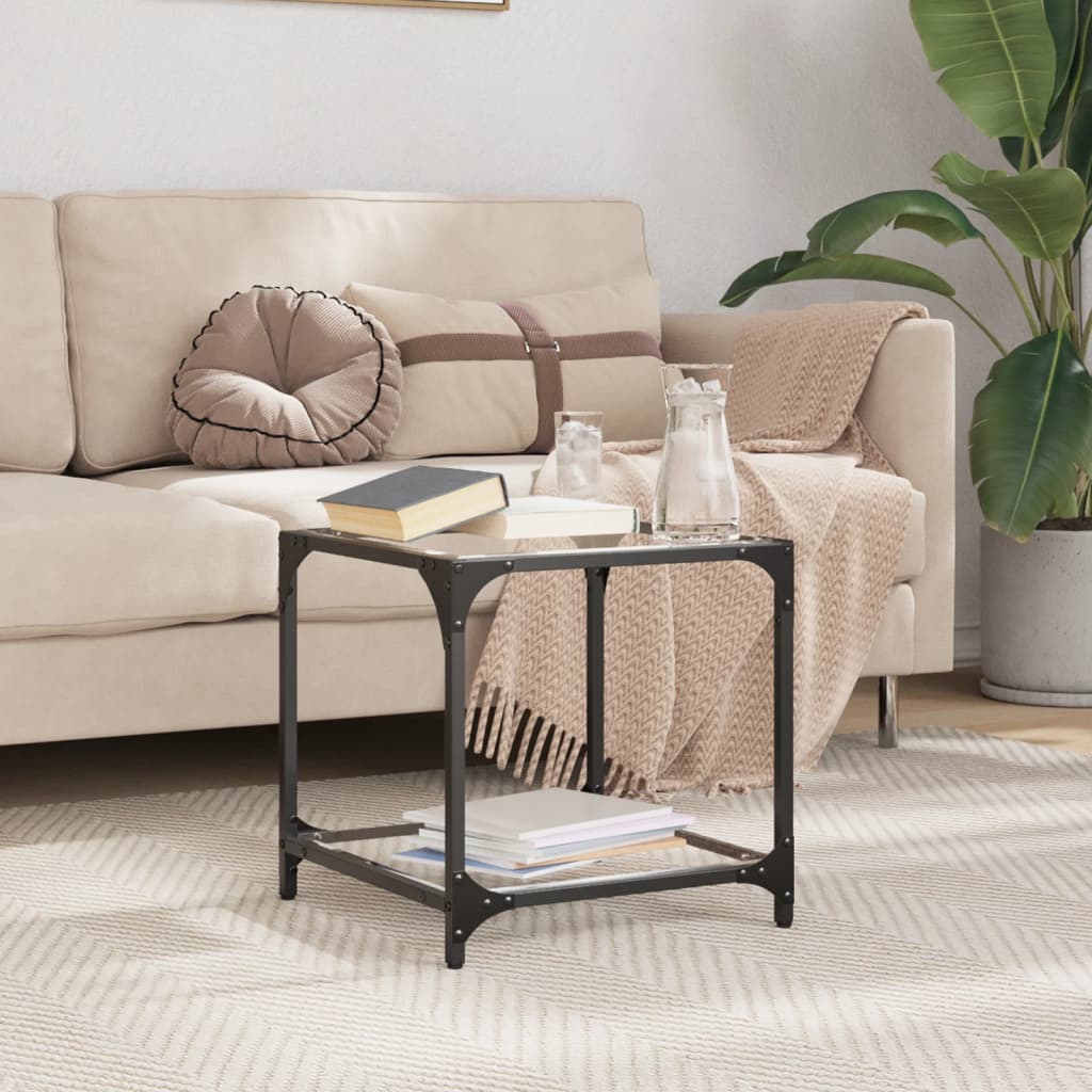 Coffee table with a clear top, 40x40x40cm, steel