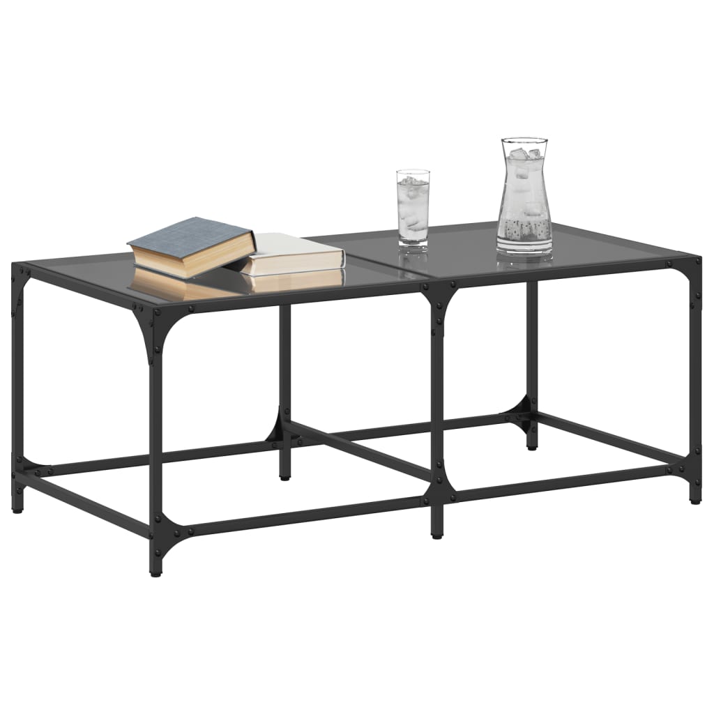 Coffee table with black top, 98.5x50x40cm, steel
