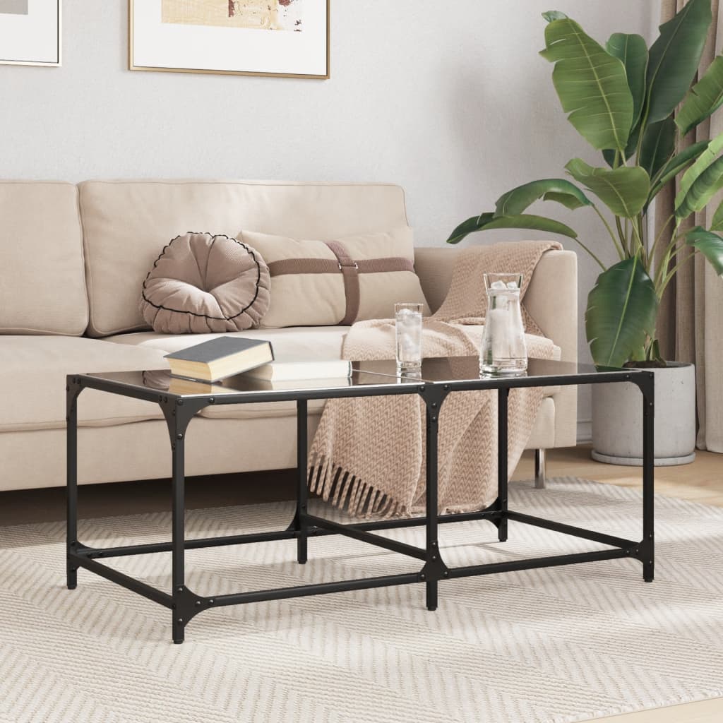 Coffee table with black top, 98.5x50x40cm, steel