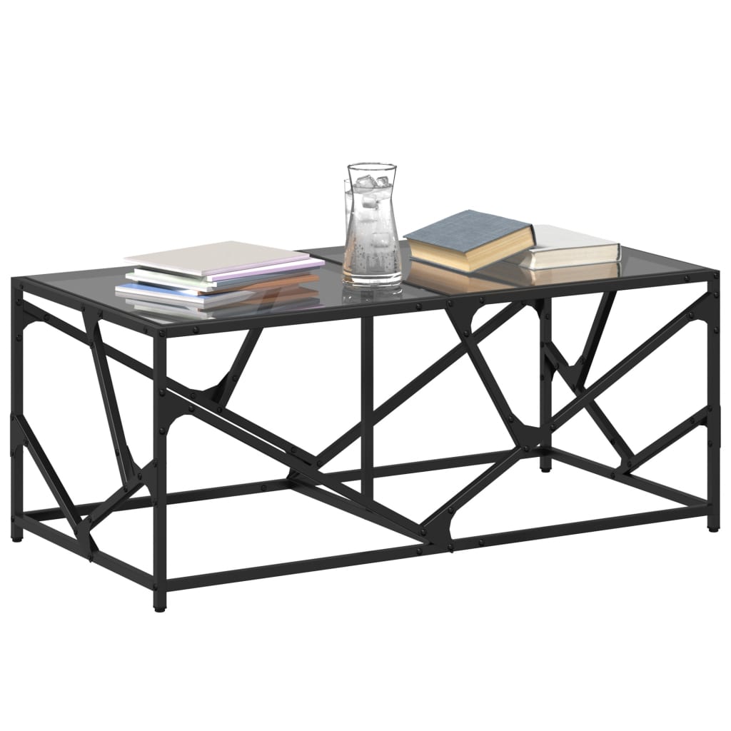 Coffee table with black top, 98.5x50x41cm, steel