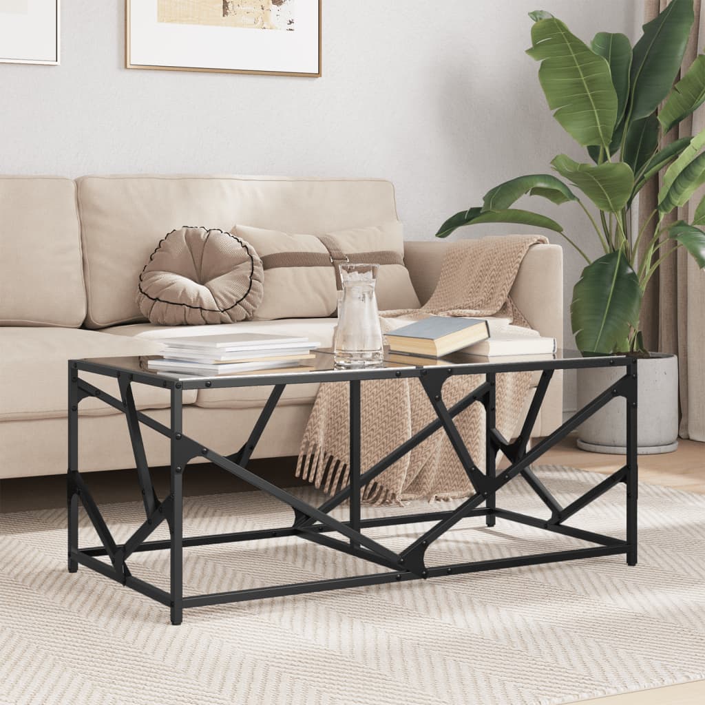 Coffee table with black top, 98.5x50x41cm, steel