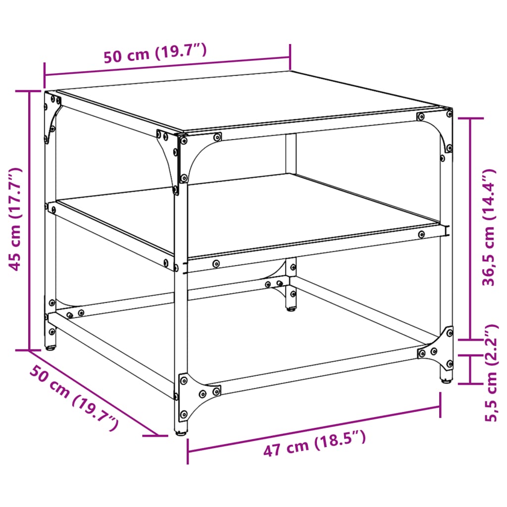 Coffee tables, 2 pcs., 50x50x45cm, steel