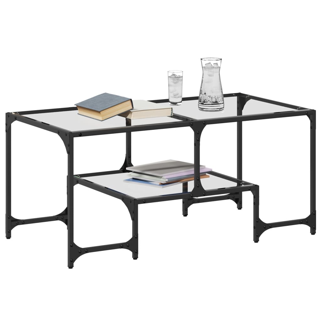 Coffee table with clear tabletop, 98.5x50x45cm, steel