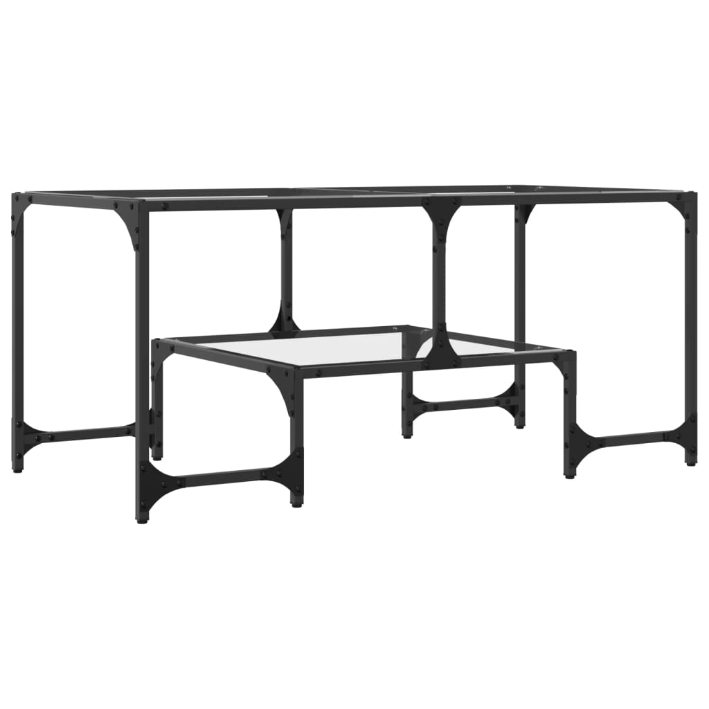 Coffee table with clear tabletop, 98.5x50x45cm, steel