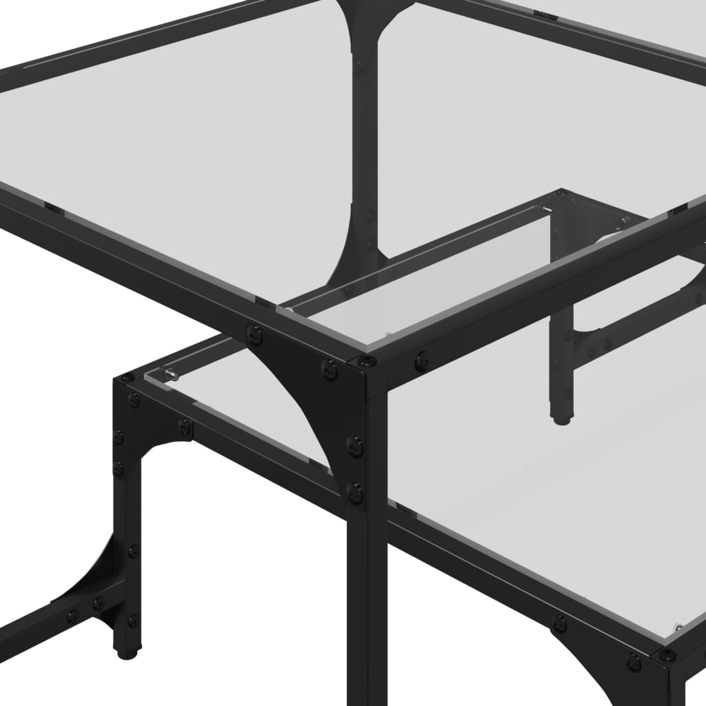 Coffee table with clear tabletop, 98.5x50x45cm, steel