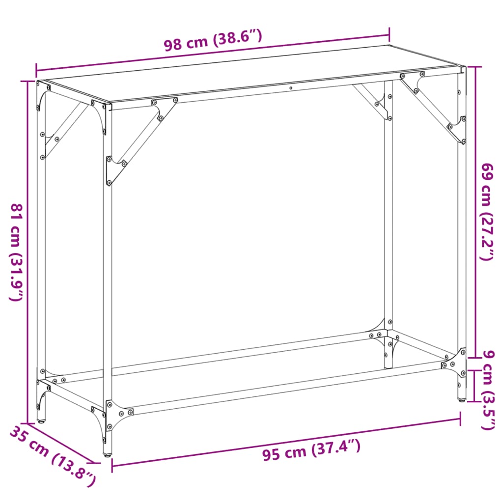 Konsolinis staliukas, 98x35x81cm, plienas