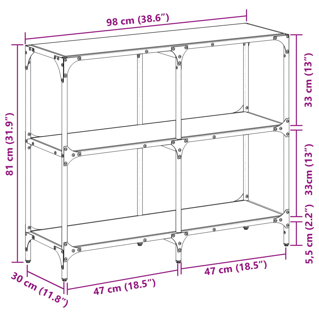 Konsolinis staliukas, 98x30x81cm, plienas
