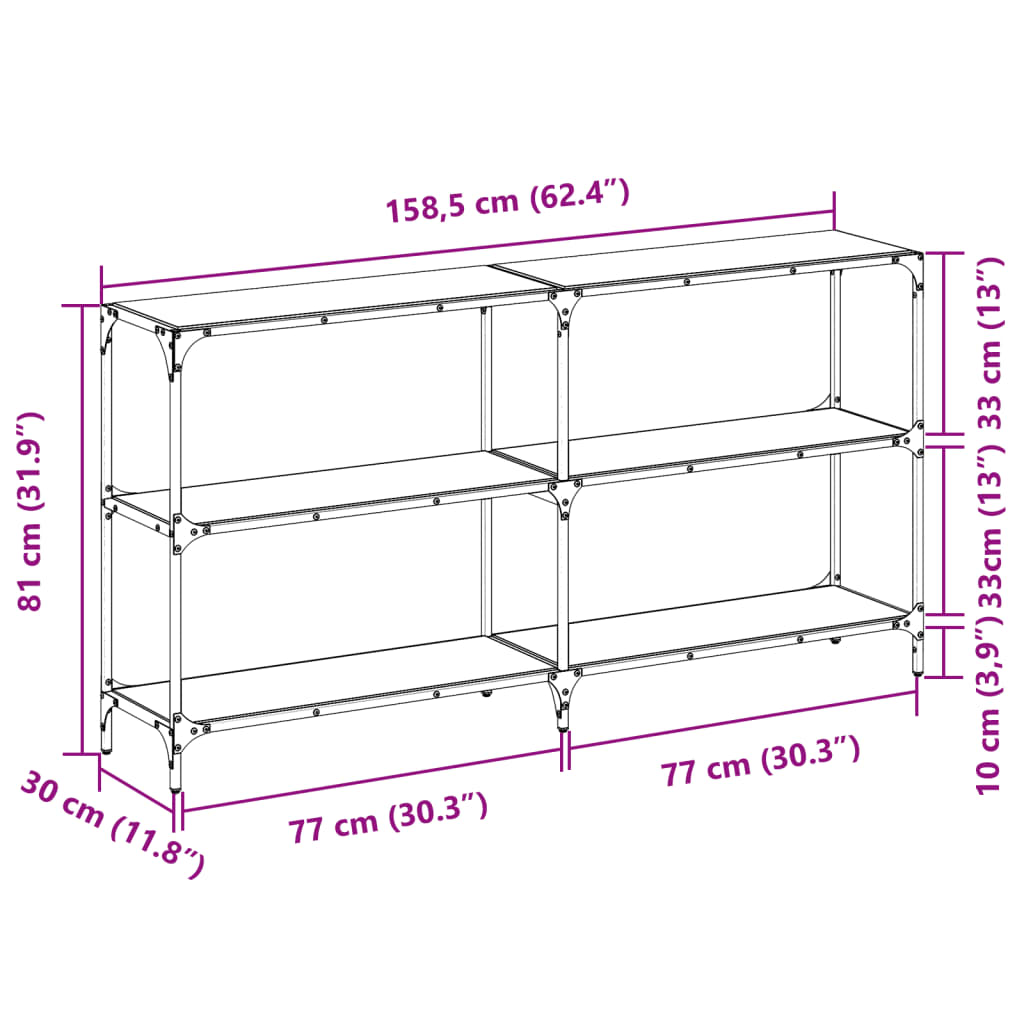 Konsoles galds, 158,5x30x81cm, tērauds