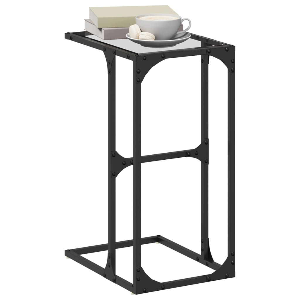 Side table with clear glass, 40x30x61.5cm, steel