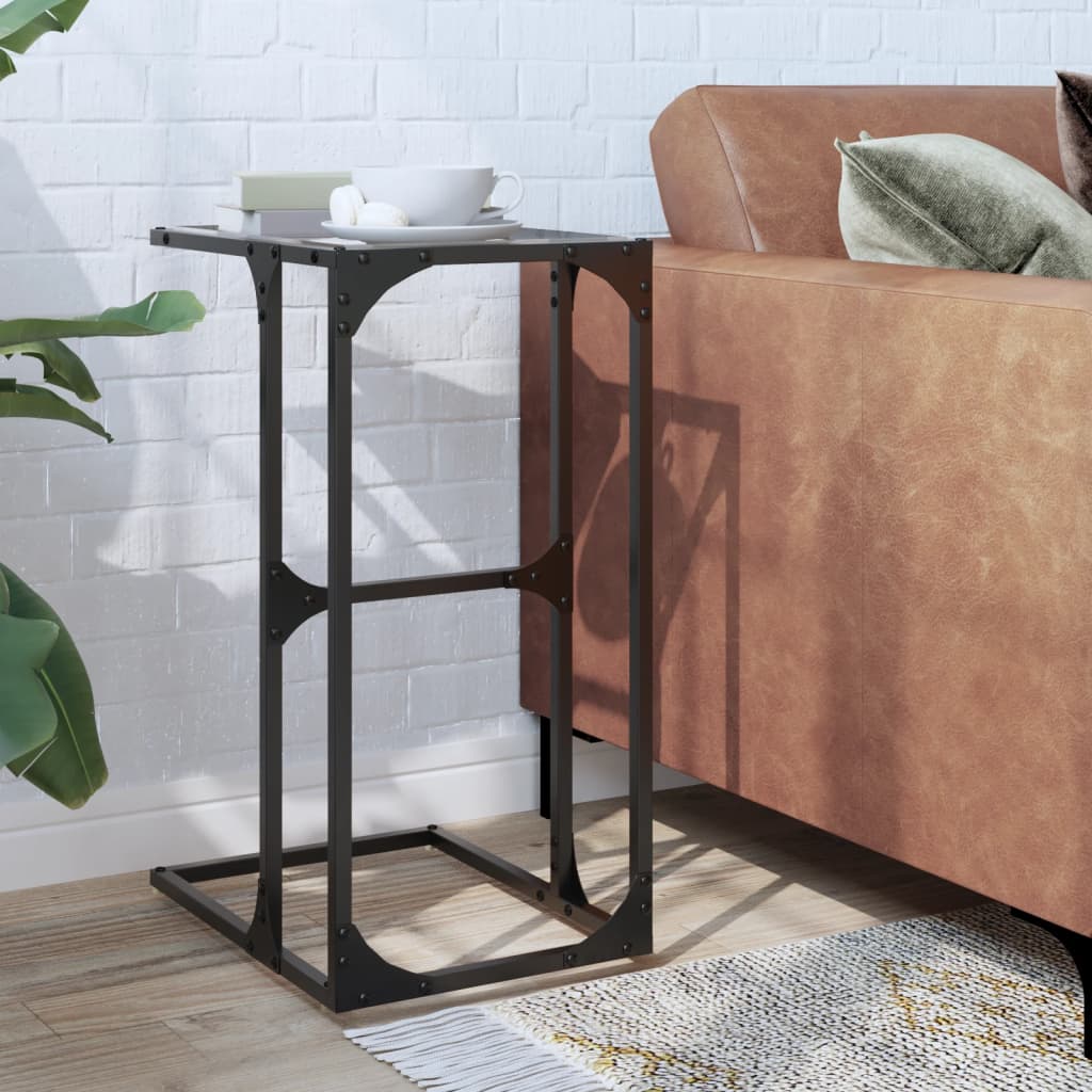 Side table with clear glass, 40x30x61.5cm, steel