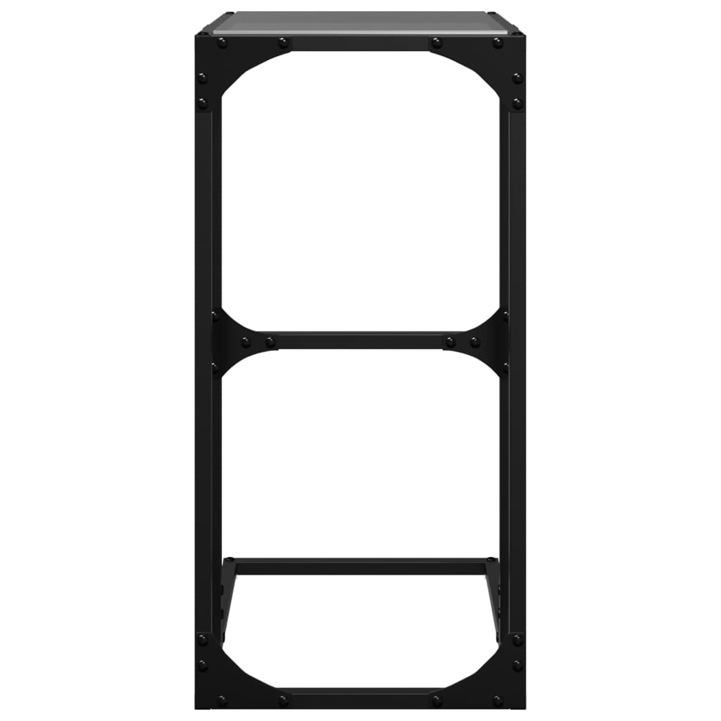 Side table with black glass, 40x30x61.5cm, steel