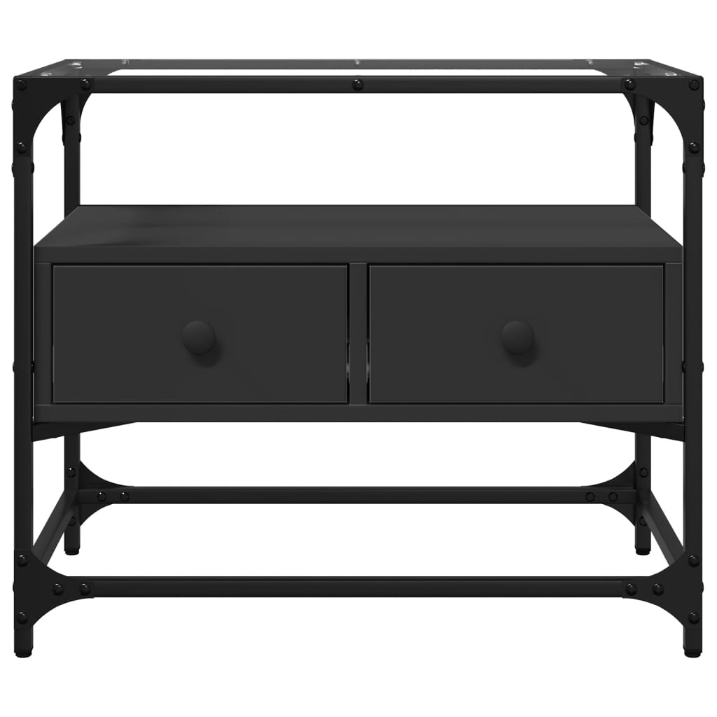 TV galdiņš ar stikla virsmu, melns, 60x35x51cm, koks