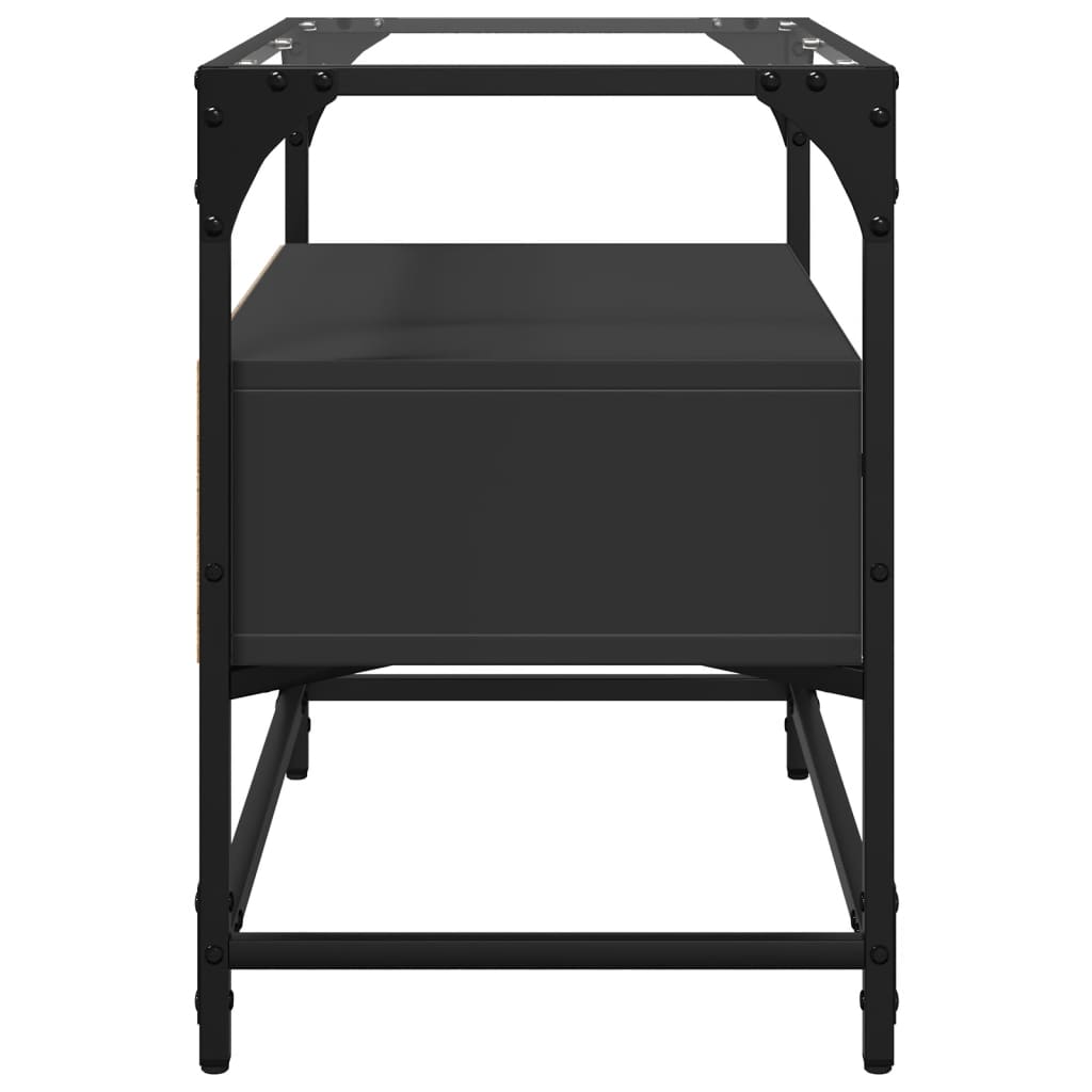 TV galdiņš ar stikla virsmu, melns, 60x35x51cm, koks