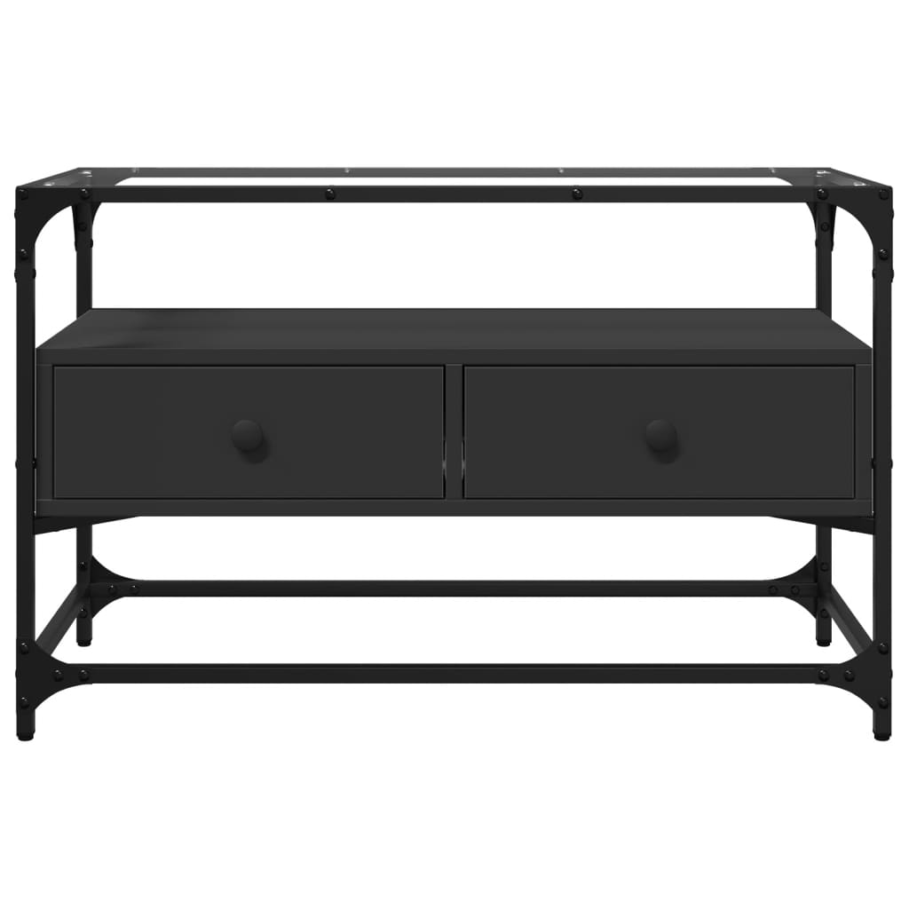 TV skapītis ar stikla virsmu, melns, 80x35x51cm, koks