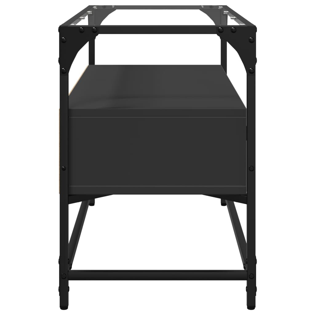 TV skapītis ar stikla virsmu, melns, 80x35x51cm, koks
