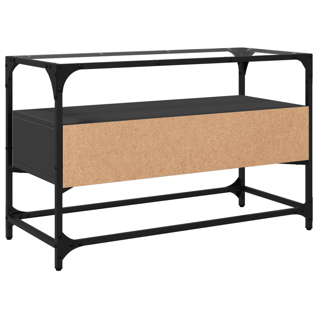 TV skapītis ar stikla virsmu, melns, 80x35x51cm, koks