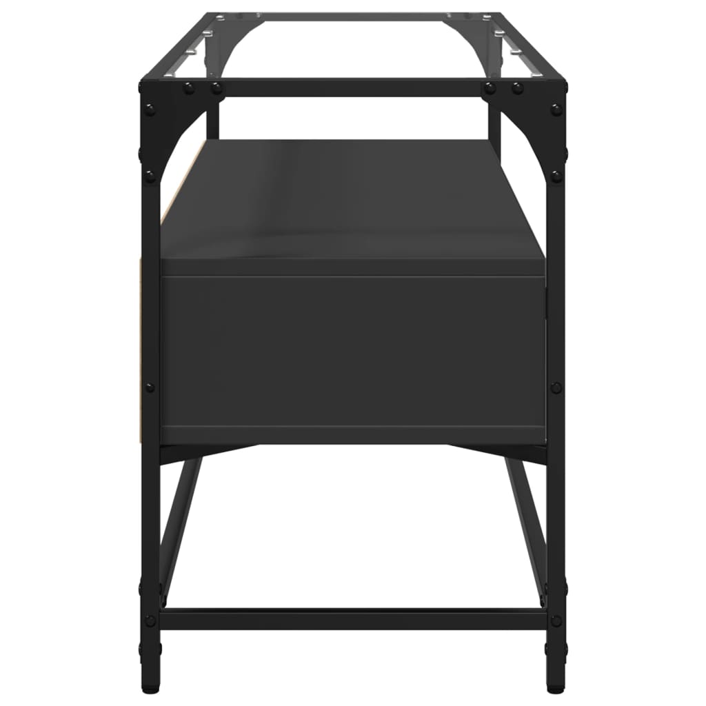 TV cabinet with glass top, black, 98x35x51cm, wood